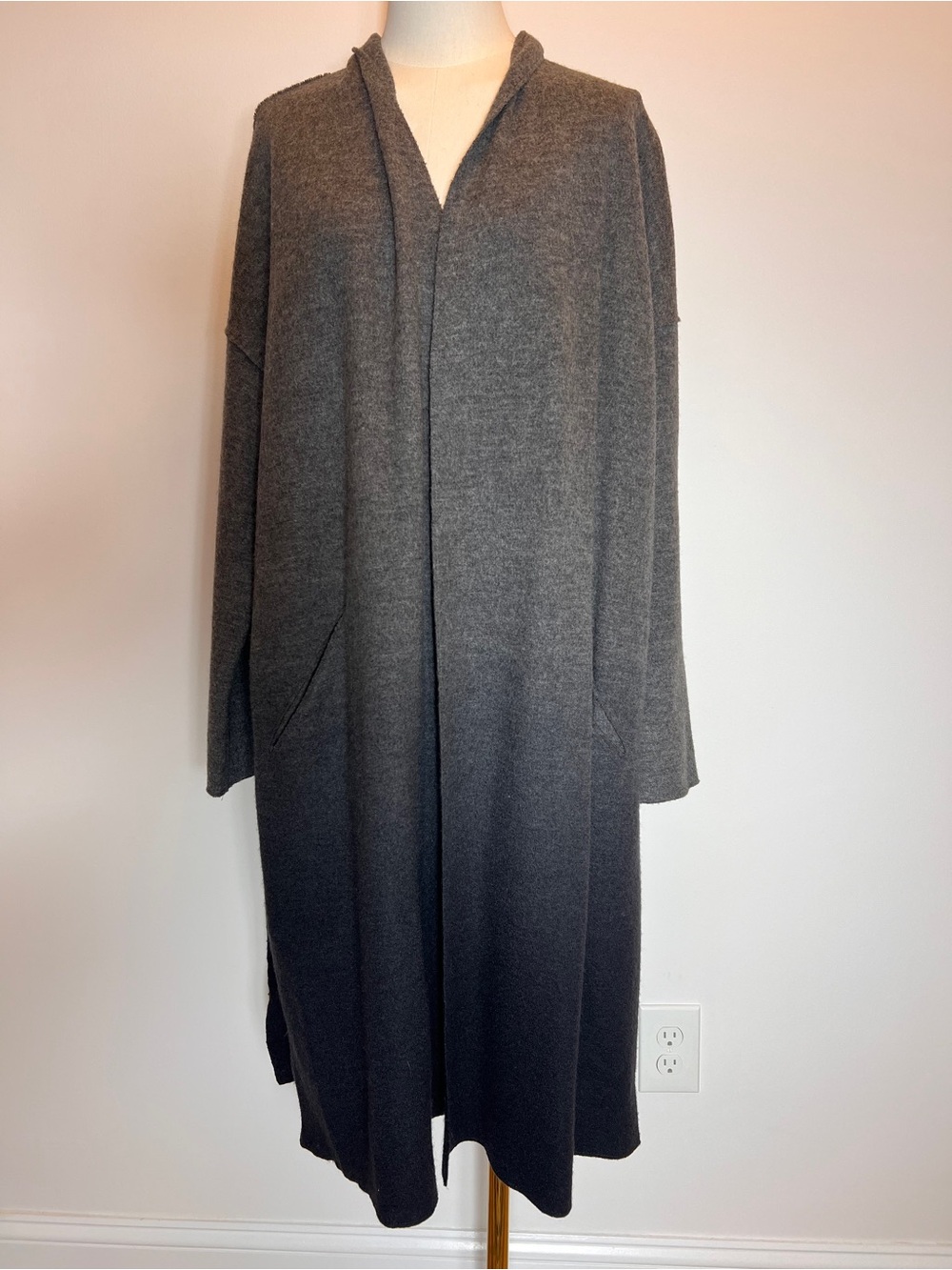 Eileen Fisher wool Kimono style open front jacket
